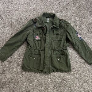 Wonder Nation Olive Jean Jacket with Floral Details